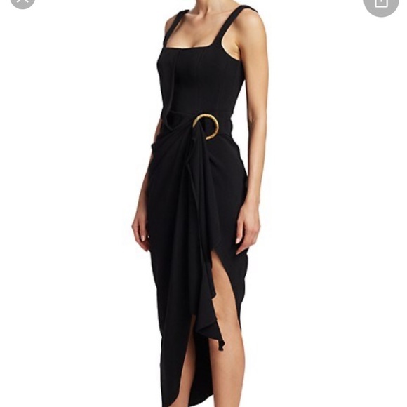 Acler Maine Draped Midi Dress with Ring Detail - Picture 2 of 13